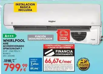 Worten Whirlpool - aire acondicionado spiw309a3wf.1 oferta