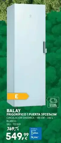 Worten Balay - frigorifico 1 puerta 3fccf654sw oferta