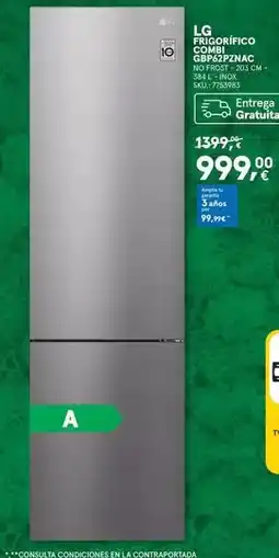 Worten Lg - frigorífico combi gbp62pznac oferta