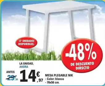 E.Leclerc Blanco - mesa plegable nik oferta