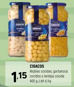 Coviran CIDACOS Alubias cocidas, garbanzos cocidos o lenteja cocida oferta