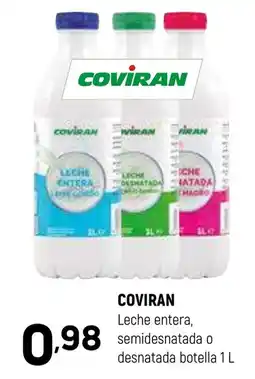Coviran COVIRAN Leche entera, semidesnatada o desnatada botella 1L oferta