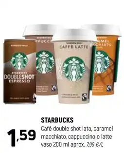 Coviran STARBUCKS Café double shot lata, caramel macchiato, cappuccino o latte vaso oferta