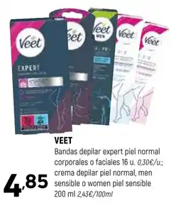 Coviran VEET Bandas depilar expert piel normal corporales o faciales crema depilar piel normal, men sensible o women piel sensible oferta