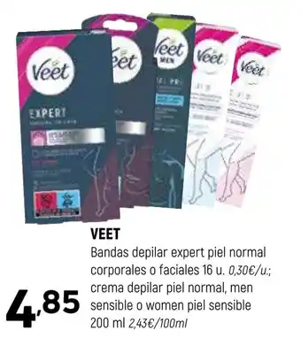 Coviran VEET Bandas depilar expert piel normal corporales o faciales crema depilar piel normal, men sensible o women piel sensible oferta