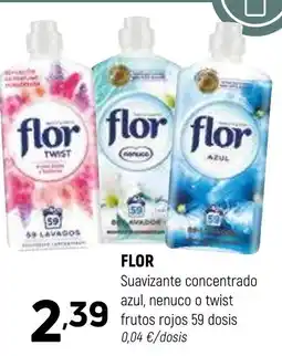 Coviran FLOR Suavizante concentrado azul, nenuco o twist frutos rojos 59 dosis oferta