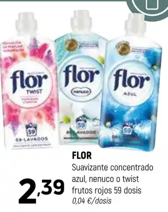 Coviran FLOR Suavizante concentrado azul, nenuco o twist frutos rojos 59 dosis oferta