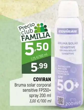 Coviran COVIRAN Bruma solar corporal sensitive FPS50+ spray oferta