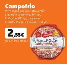 Supermercados Lupa Campofrío - pizza masa fina con salsa jamón y queso o carbonara oferta