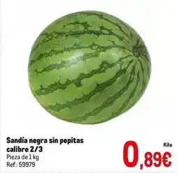 Makro Sandía negra sin pepitas calibre 2/3 oferta
