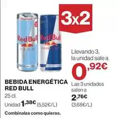 El Corte Inglés Red bull - bebida energética oferta