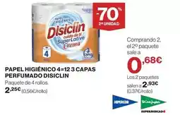 El Corte Inglés Disiclin - papel higienico 4=12 3 capas perfumado oferta
