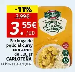 Maskom Supermercados La carloteña - pechuga de pollo al curry con arroz oferta