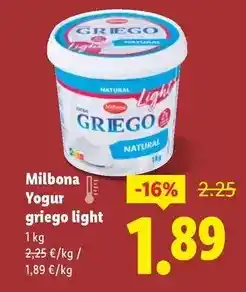 Lidl Milbona - yogur griego light oferta