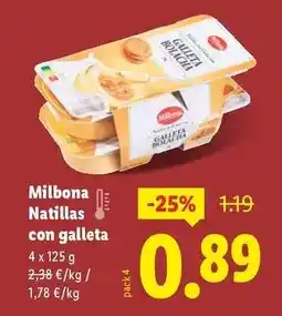 Lidl Milbona - natillas con galleta oferta