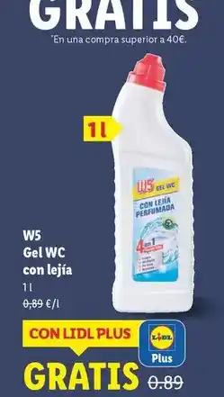 Lidl W5 - gel wc con lejía oferta