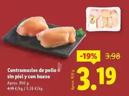 Lidl Contramuslos de pollo sin piel y con hueso oferta