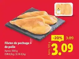 Lidl Filetes de pechuga de pollo oferta