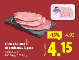 Lidl Filetes de lomo de cerdo muy jugoso oferta