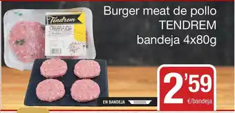 SPAR Fragadis Tendrem Burger Meat De Pollo Bandeja 4 x 80g oferta
