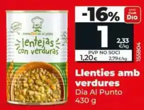 Dia Dia al punto - lentejas con verduras oferta