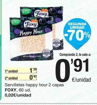 SPAR Fragadis Foxy Servilletas Happy Hour 2 Capas 60ud oferta