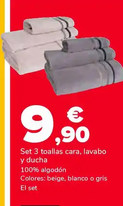 Supeco Set 3 toallas cara, lavabo y ducha oferta
