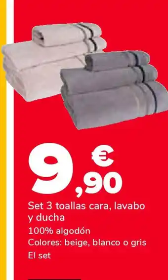 Supeco Set 3 toallas cara, lavabo y ducha oferta