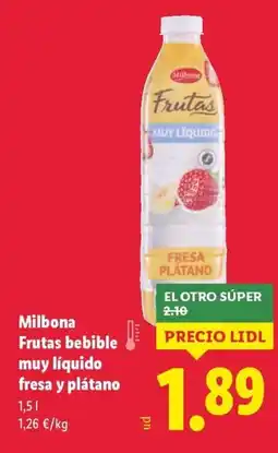 Lidl MILBONA Frutas bebible muy líquido fresa y plátano oferta