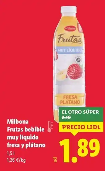 Lidl MILBONA Frutas bebible muy líquido fresa y plátano oferta