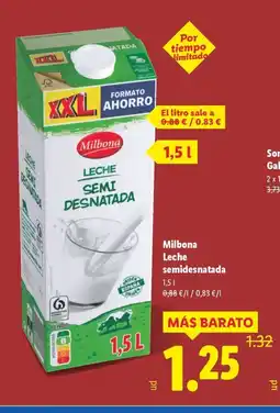Lidl MILBONA Leche semidesnatada oferta