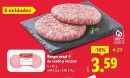 Lidl Burger meat de cerdo y vacuno oferta