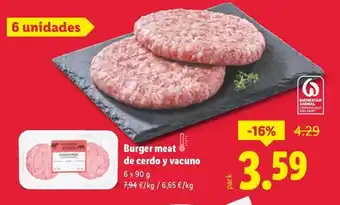 Lidl Burger meat de cerdo y vacuno oferta