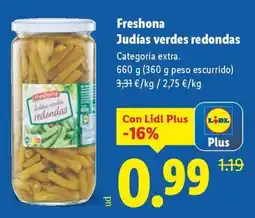 Lidl FRESHONA Judías verdes redondas oferta