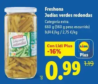 Lidl FRESHONA Judías verdes redondas oferta