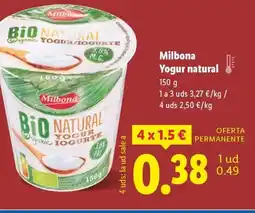 Lidl MILBONA Yogur natural oferta