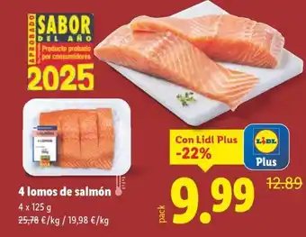 Lidl 4 lomos de salmón oferta