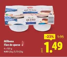 Lidl MILBONA Flan de queso oferta