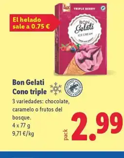 Lidl BON GELATI Cono triple oferta