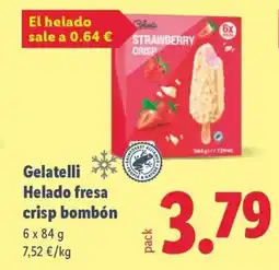 Lidl GELATELLI Helado fresa crisp bombón oferta