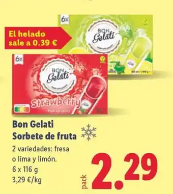 Lidl BON GELATI Sorbete de fruta oferta