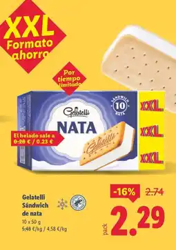 Lidl GELATELLI Sándwich de nata oferta