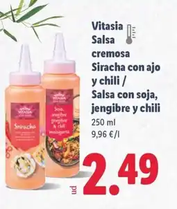 Lidl VITASIA Salsa cremosa Siracha con ajo y chili/ Salsa con soja jengibre y chili oferta