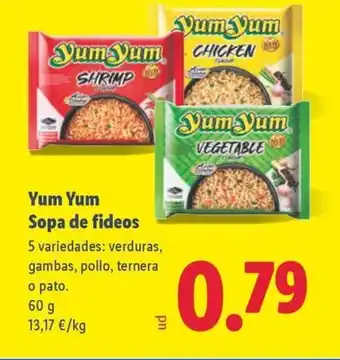 Lidl YUM YUM Sopa de fideos oferta