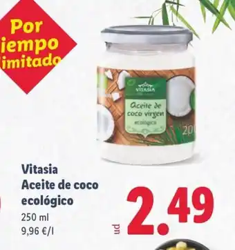Lidl VITASIA Aceite de coco ecológico oferta