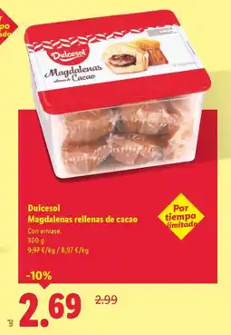 Lidl DULCESOL Magdalenas rellenas de cacao oferta