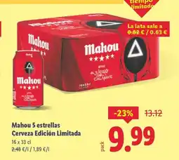 Lidl MAHOU 5 estrellas Cerveza Edición Limitada oferta