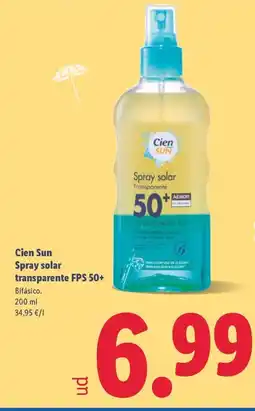 Lidl CIEN SUN Spray solar transparente FPS 50+ oferta