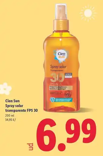 Lidl CIEN SUN Spray solar transparente FPS 30 oferta