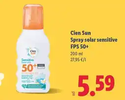 Lidl CIEN SUN Spray solar sensitive FPS 50+ oferta